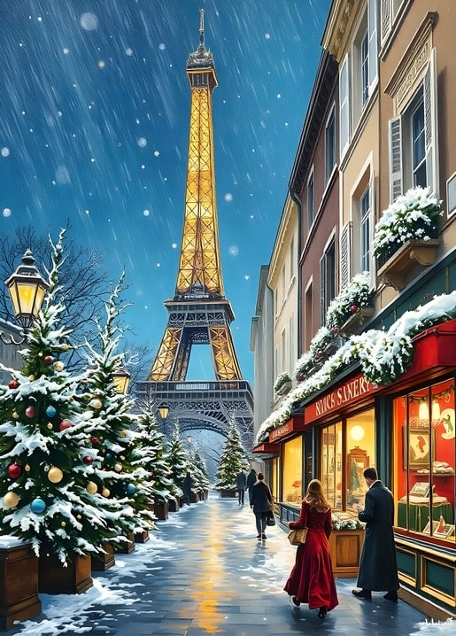 illustration Christmas night