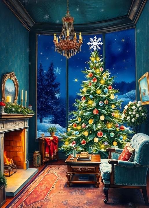 illustration Christmas night