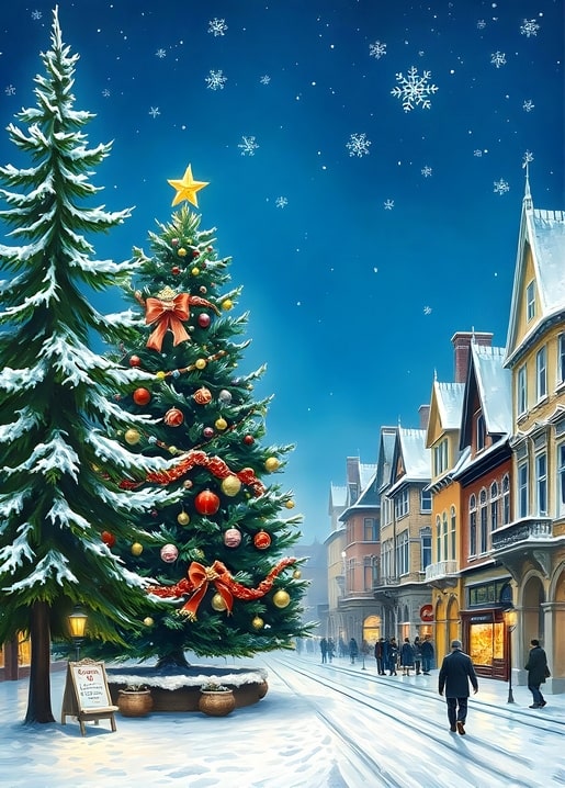 illustration Christmas night