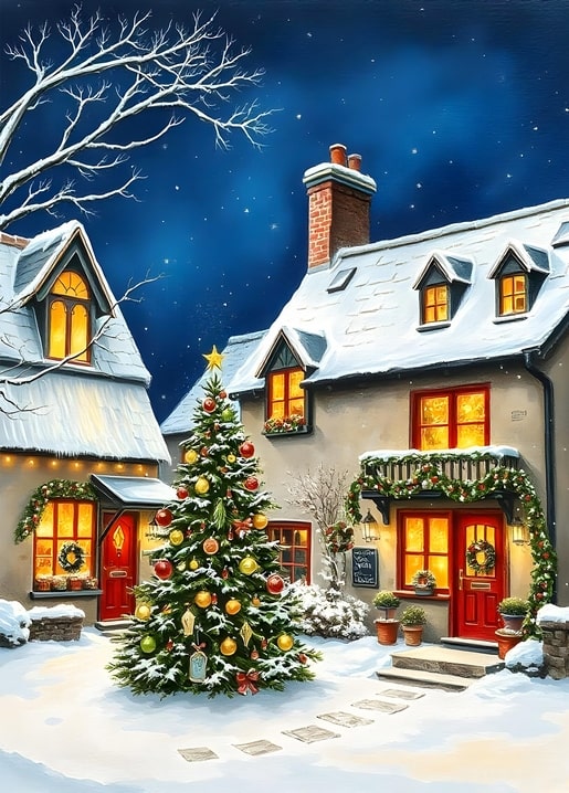 illustration Christmas night
