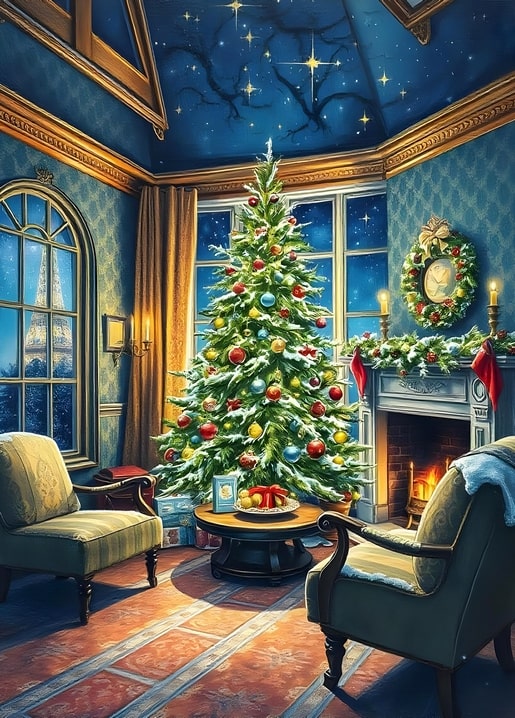 illustration Christmas night