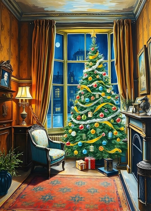 illustration Christmas night