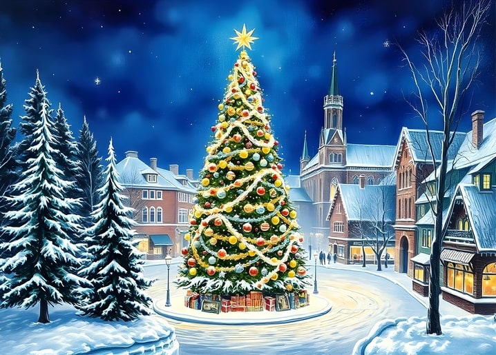 illustration Christmas night