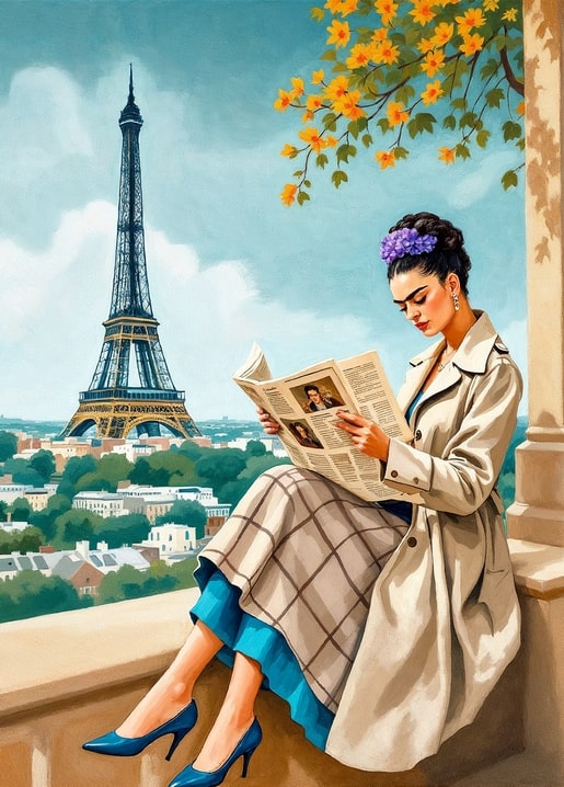 frida kahlo illustration postcard