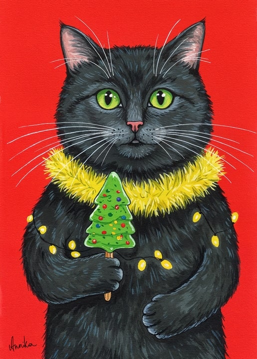 winter illustration postcard