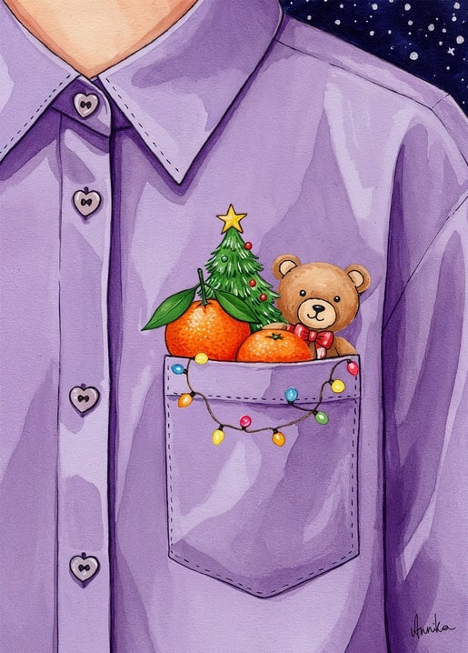 winter illustration postcard