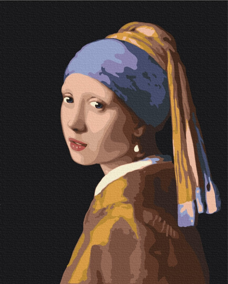 Malen nach Zahlen: Mädchen mit Perlenohrring von Vermeer im blauen Turban
