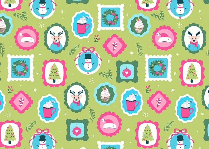 christmas illustration postcard