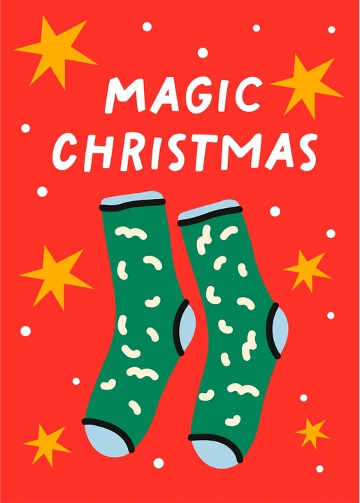 christmas illustration postcard