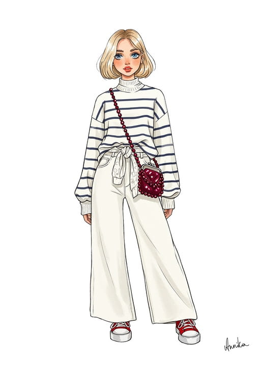 Fashionable girl postcard by AnniKa / "Zolota Ptakha" publishing house