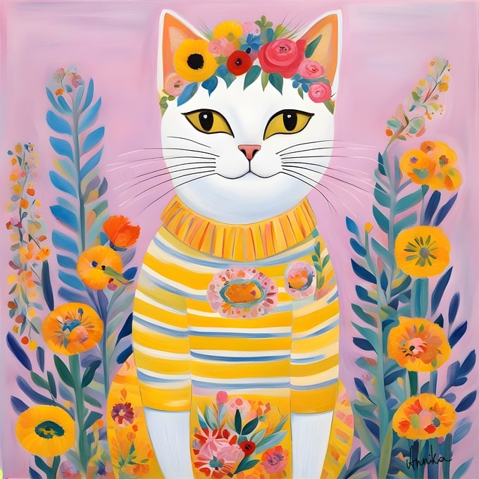 pets art postcard