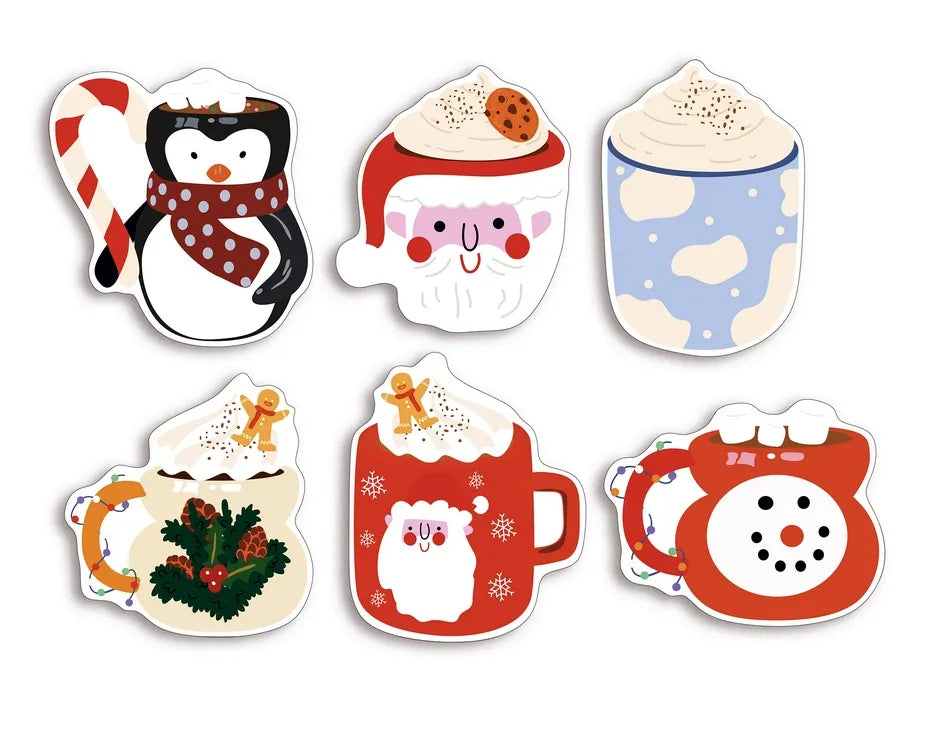 Winter Joy Cups — Set of 6 Shaped Postcards