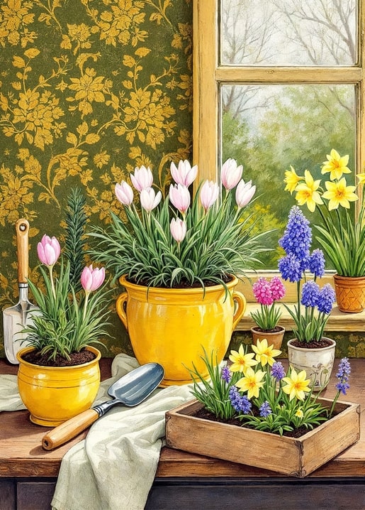 spring garden illustration