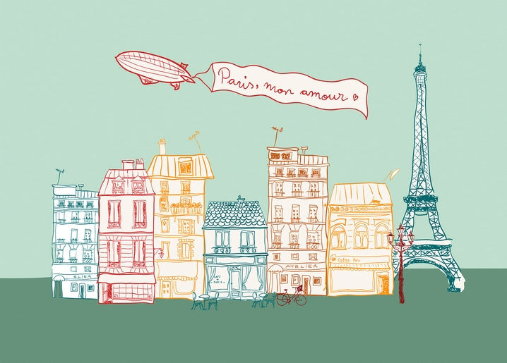 time to travel illustration postcard