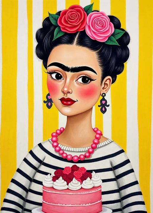 illustration Frida Kahlo postcard