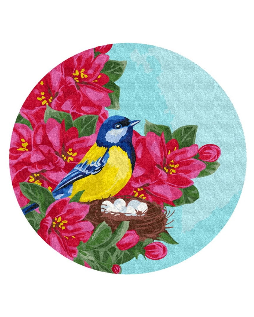 Painting by numbers On a round stretcher