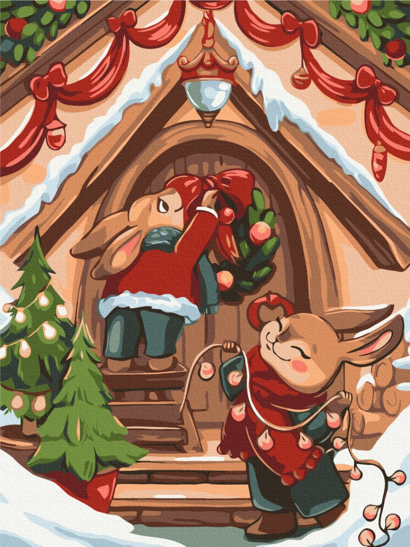 new year art postcardspainting by number, winter theme