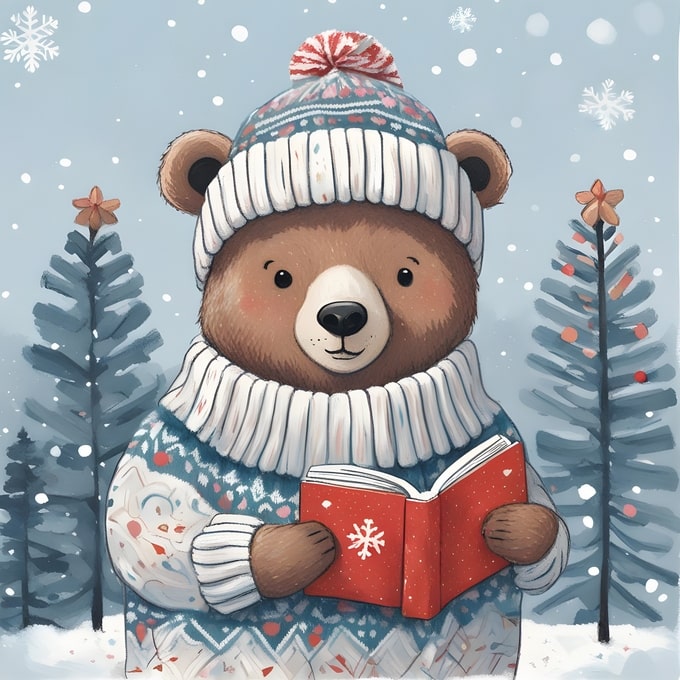 christmas cute animals postcards