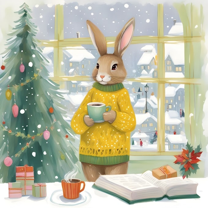 christmas cute animals postcards