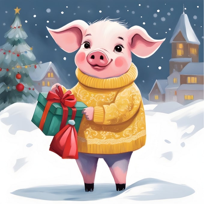 christmas cute animals postcards