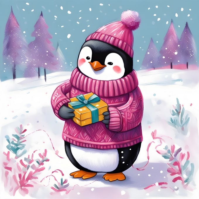 christmas cute animals postcards