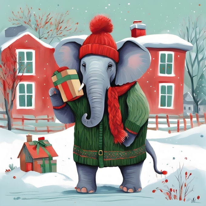 christmas cute animals postcards