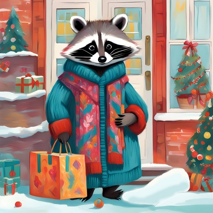 christmas cute animals postcards