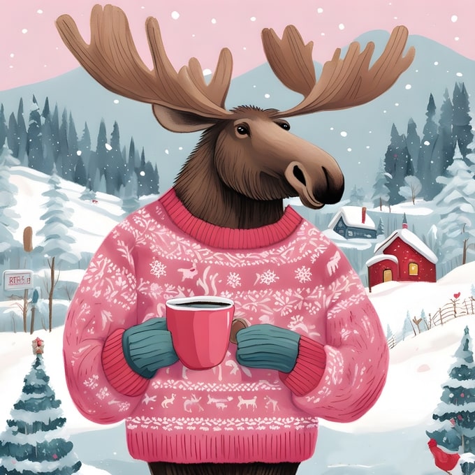 christmas cute animals postcards