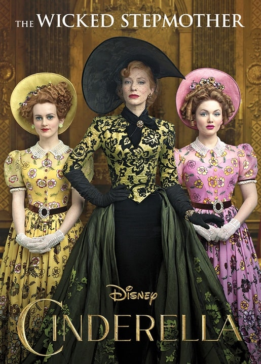 Filmposter-Postkarte zu Cinderella mit der bösen Stiefmutter und ihren Stieftöchtern