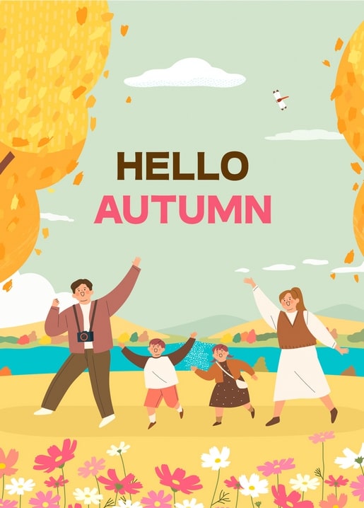 postcard autumn illustration