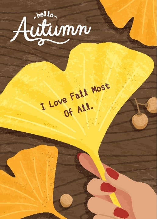 postcard autumn illustration