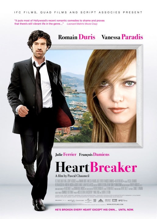 Postkarte mit Filmplakat zu Heartbreaker (2010), Romain Duris und Vanessa Paradis