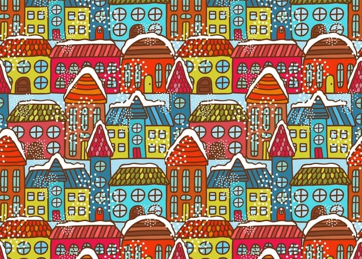 happy new year and christmas greeting postcards