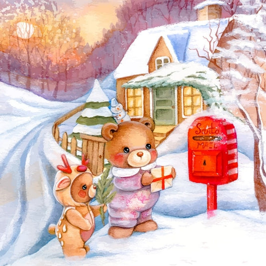 winter animal watercolor postcards