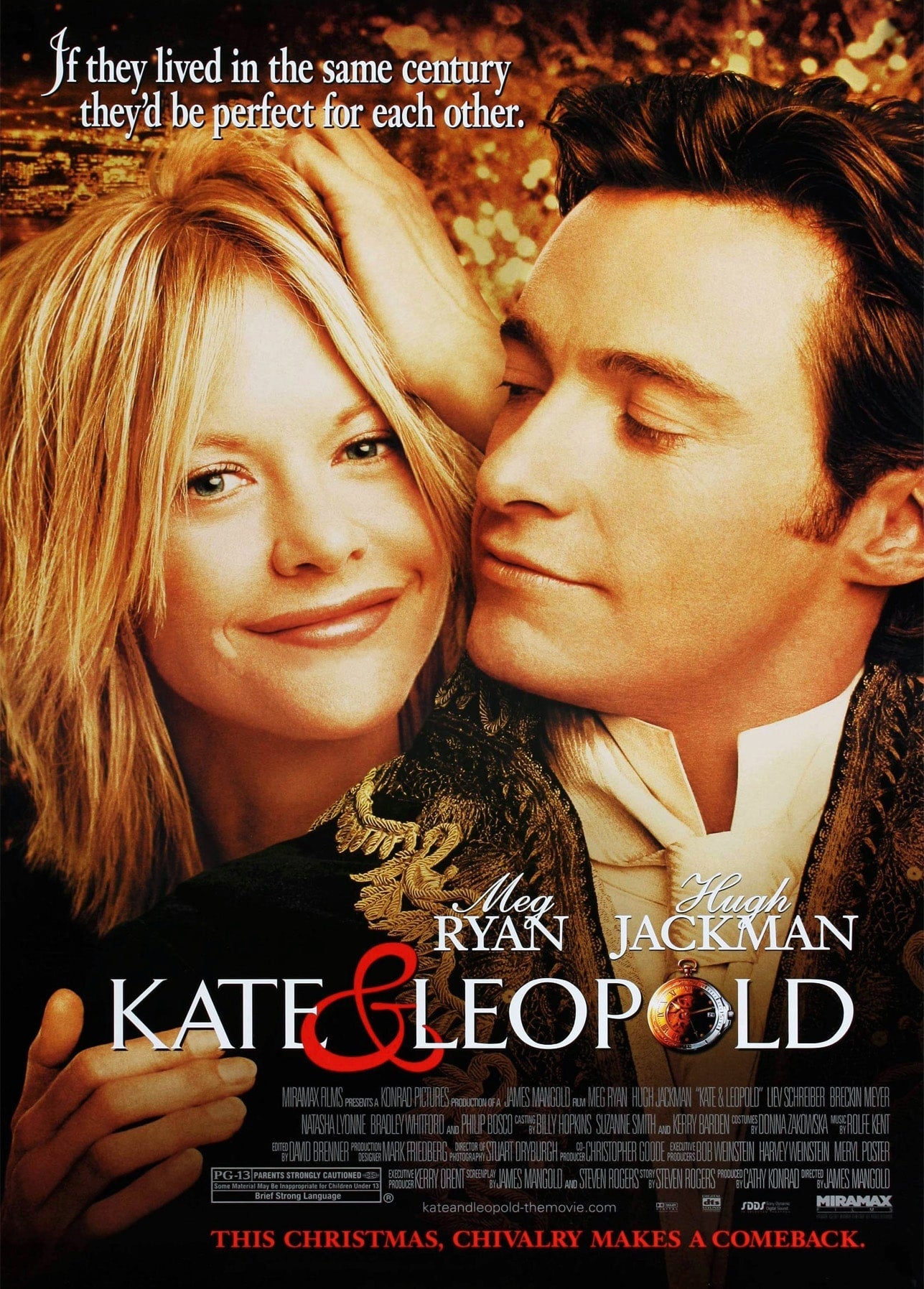 Postkarte mit Filmplakat „Kate & Leopold“, Meg Ryan und Hugh Jackman umarmt