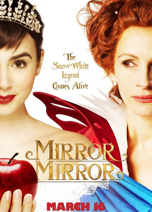 Filmposter-Postkarte zu „Mirror Mirror“ mit Schneewittchen und Königin