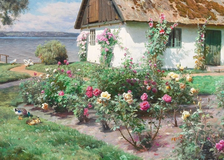Postkarte basierend auf einem Gemälde des Künstlers Peder Mork Monsted