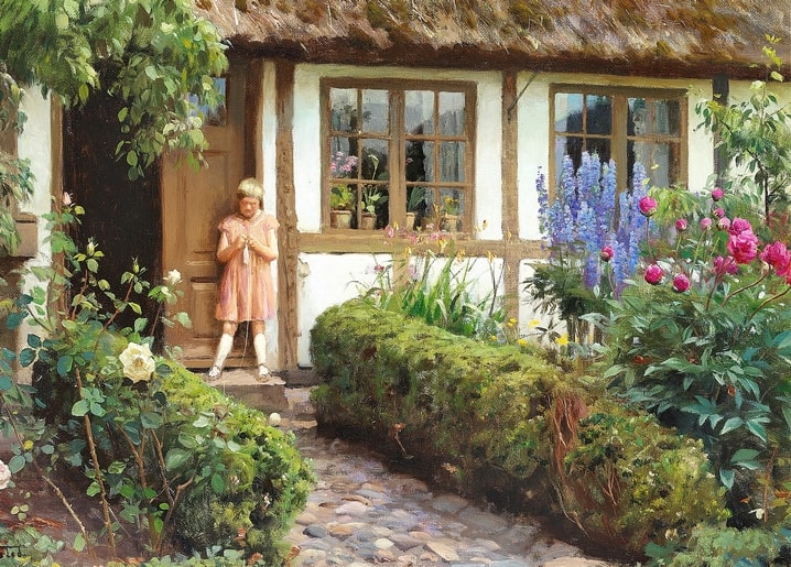 Postkarte basierend auf einem Gemälde des Künstlers Peder Mork Monsted
