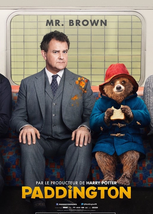 Postkarte mit Mr. Brown und Paddington-Bär in der Londoner U-Bahn