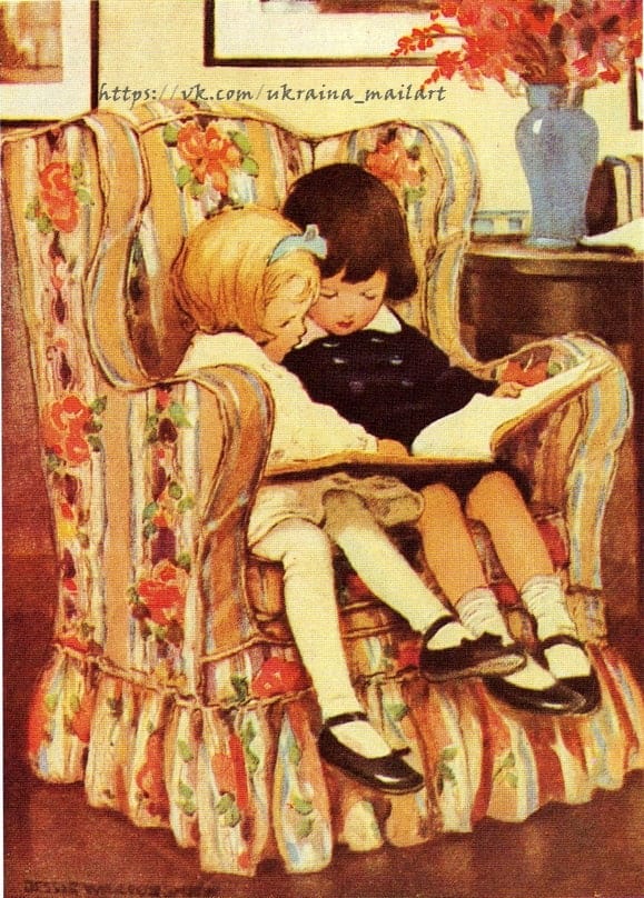 Vintage-Postkartenillustration der Künstlerin Jessie Willcox Smith