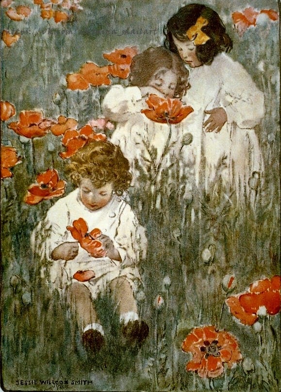 Vintage-Postkartenillustration der Künstlerin Jessie Willcox Smith