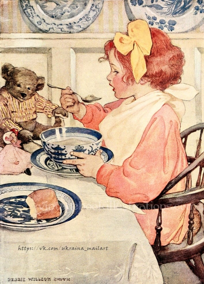 Vintage-Postkartenillustration der Künstlerin Jessie Willcox Smith