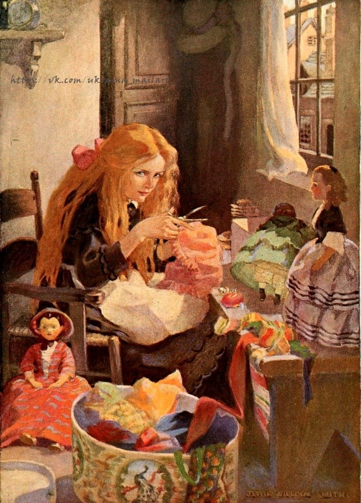 Vintage-Postkartenillustration der Künstlerin Jessie Willcox Smith
