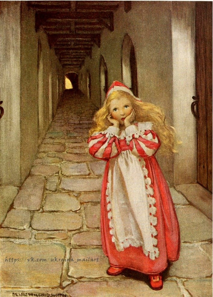 Vintage-Postkartenillustration der Künstlerin Jessie Willcox Smith