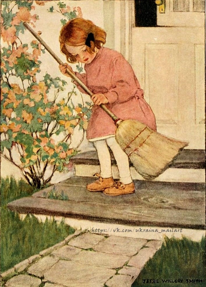 Vintage-Postkartenillustration der Künstlerin Jessie Willcox Smith