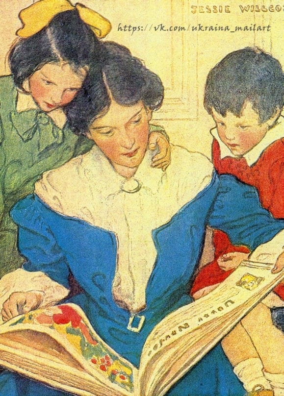 Vintage-Postkartenillustration der Künstlerin Jessie Willcox Smith