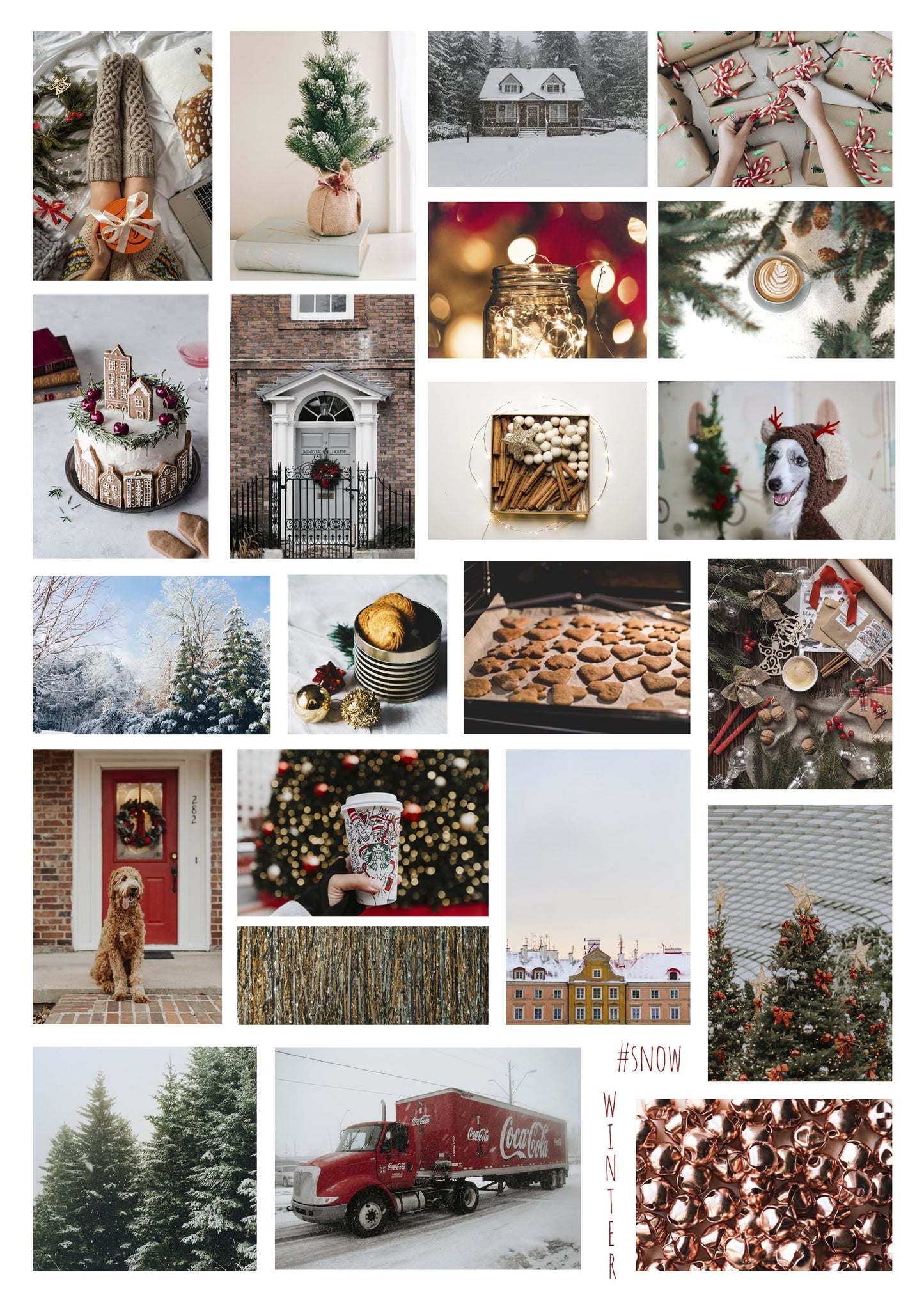 Winter DAY Stickerbogen mit winterlicher Fotocollage, Schnee und Geschenken