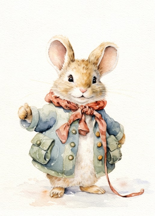 Märchenhafte Weihnachts-Aquarell-Tiere-Postkarte