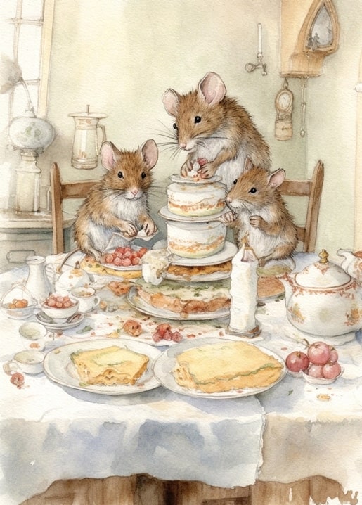 Märchenhafte Weihnachts-Aquarell-Tiere-Postkarte