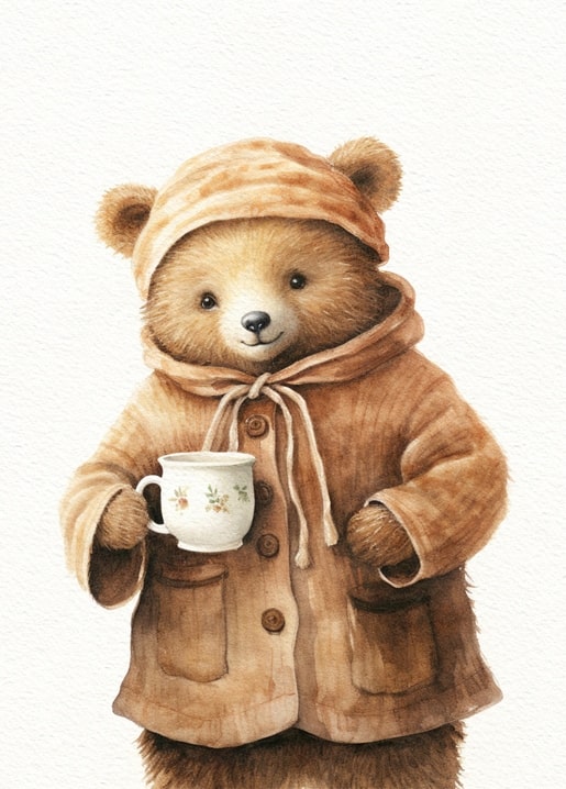 fairytale christmas watercolor animals postcard